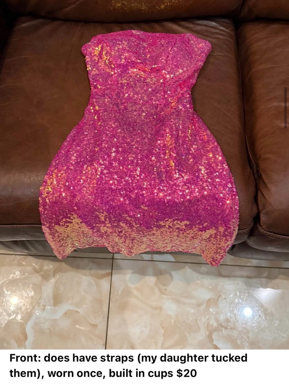 Strapless Pink Sequin Bodycon Dress